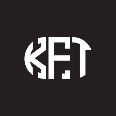 Siyah arkaplanda KFT harf logosu tasarımı. KFT yaratıcı harflerin baş harfleri logo kavramı. KFT harf tasarımı.
