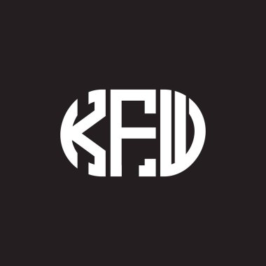 Siyah arkaplanda KFW harf logosu tasarımı. KFW yaratıcı harflerin baş harfleri logo kavramı. KFW harf tasarımı.