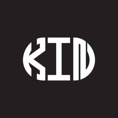 Siyah arkaplanda KIN harf logosu tasarımı. Yaratıcı harflerin baş harfleri logo konsepti. KIN harf tasarımı.