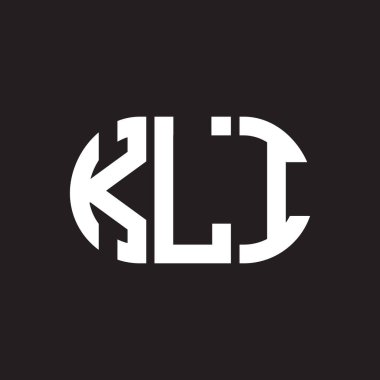 Siyah arka planda KLI harf logosu tasarımı. KLI yaratıcı harflerin baş harfleri logo kavramı. KLI harf tasarımı.