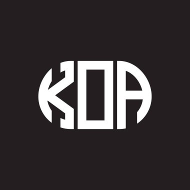 Siyah arka planda KOA harf logosu tasarımı. KOA yaratıcı harflerin baş harfleri logo kavramı. KOA harf tasarımı.