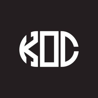 Siyah arka planda KOC harf logosu tasarımı. KOC yaratıcı harflerin baş harfleri logo kavramı. KOC harf tasarımı.