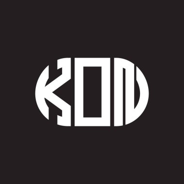 Siyah arkaplanda KON harf logosu tasarımı. KON yaratıcı harflerin baş harfleri logo kavramı. KON harf tasarımı.