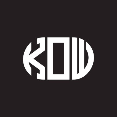 Siyah arkaplanda KOW harf logosu tasarımı. KOW yaratıcı harflerin baş harfleri logo kavramı. KOW harf tasarımı.