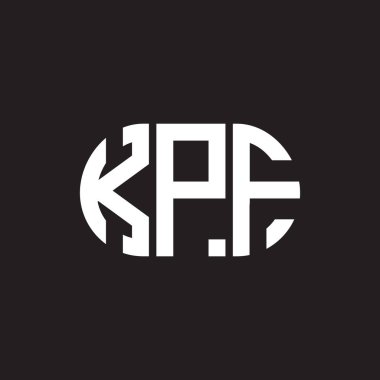Siyah arkaplanda KPF harf logosu tasarımı. KPF yaratıcı harflerin baş harfleri logo kavramı. KPF harf tasarımı.