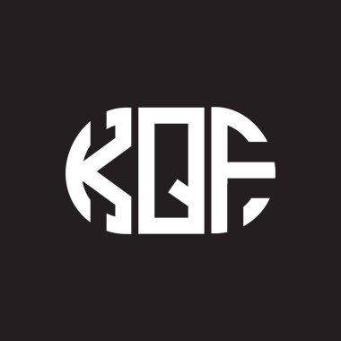 Siyah arkaplanda KQF harf logosu tasarımı. KQF yaratıcı harflerin baş harfleri logo kavramı. KQF harf tasarımı.