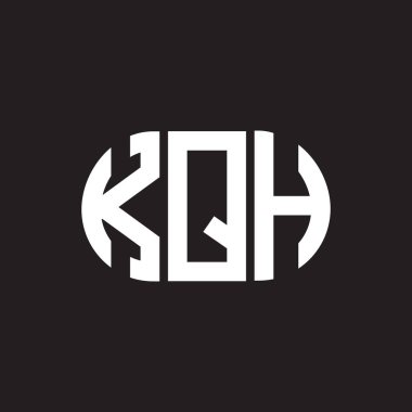 Siyah arkaplanda KQH harf logosu tasarımı. KQH yaratıcı harflerin baş harfleri logo kavramı. KQH harf tasarımı.