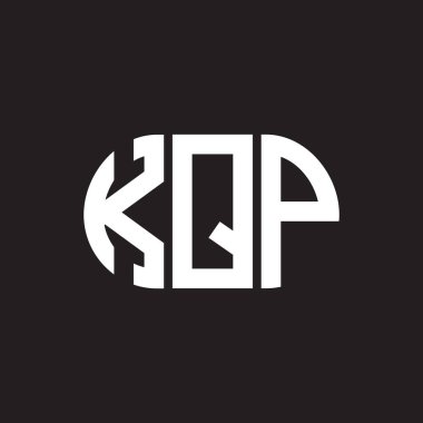 Siyah arkaplanda KQP harf logosu tasarımı. KQP yaratıcı harflerin baş harfleri logo kavramı. KQP harf tasarımı.