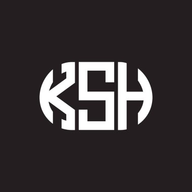 Siyah arkaplanda KSH harf logosu tasarımı. KSH yaratıcı harflerin baş harfleri logo kavramı. KSH harf tasarımı.