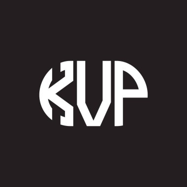 Siyah arkaplanda KVP harf logosu tasarımı. KVP yaratıcı harflerin baş harfleri logo kavramı. KVP harf tasarımı.