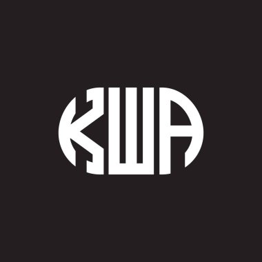 Siyah arka planda KWA harf logosu tasarımı. KWA yaratıcı harflerin baş harfleri logo kavramı. KWA harf tasarımı.