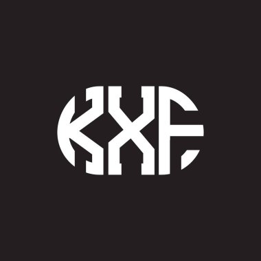 Siyah arkaplanda KXF harf logosu tasarımı. KXF yaratıcı harflerin baş harfleri logo kavramı. KXF harf tasarımı.