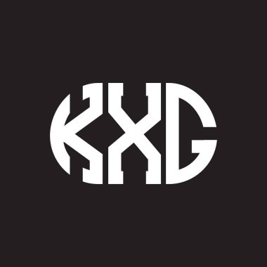 Siyah arkaplanda KXG harf logosu tasarımı. KXG yaratıcı harflerin baş harfleri logo kavramı. KXG harf tasarımı.