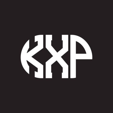 Siyah arkaplanda KXP harf logosu tasarımı. KXP yaratıcı harflerin baş harfleri logo kavramı. KXP harf tasarımı.