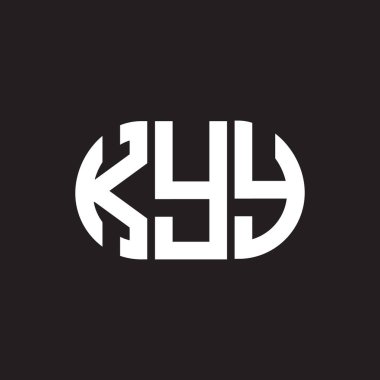 Siyah arkaplanda KYY harf logosu tasarımı. KYY yaratıcı harflerin baş harfleri logo kavramı. KYY harf tasarımı.