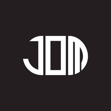 Siyah arka planda JOM harf logosu tasarımı. JOM yaratıcı harflerin baş harfleri logo kavramı. JOM harf tasarımı.