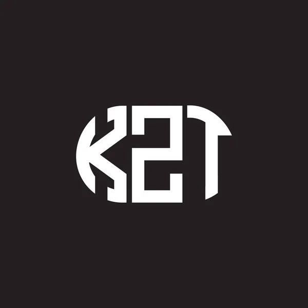 Logo Desain Huruf Kzt Pada Latar Belakang Hitam Kzt Kreatif - Stok Vektor