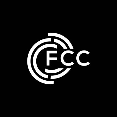 Siyah arka planda FCC harf logosu tasarımı. FCC yaratıcı harflerin baş harfleri logo kavramı. FCC harf tasarımı.