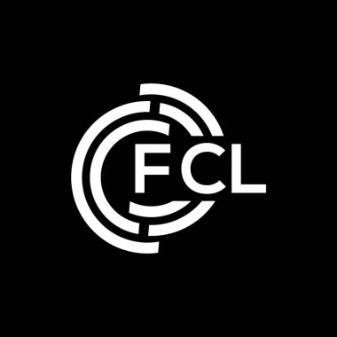Siyah arkaplanda FCL harf logosu tasarımı. FCL yaratıcı harflerin baş harfleri logo kavramı. FCL harf tasarımı.