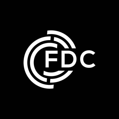 FDC 'nin siyah arkaplan üzerine logo tasarımı. FDC yaratıcı harflerin baş harfleri logo konsepti. FDC harf tasarımı.