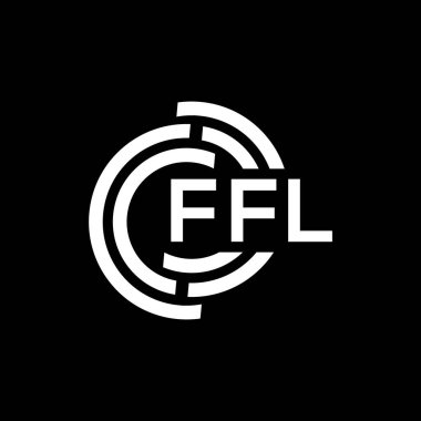 Siyah arka planda FFL harf logosu tasarımı. FFL yaratıcı harflerin baş harfleri logo kavramı. FFL harf tasarımı.