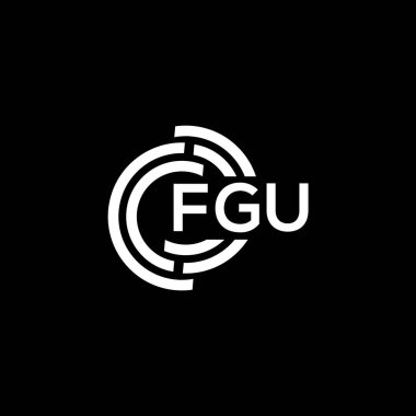 Siyah arka planda FGU harf logosu tasarımı. FGU yaratıcı harflerin baş harfleri logo kavramı. FGU harf tasarımı.