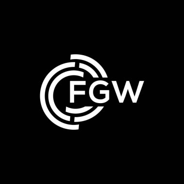 Siyah arka planda FGW harf logosu tasarımı. FGW yaratıcı harflerin baş harfleri logo kavramı. FGW harf tasarımı.