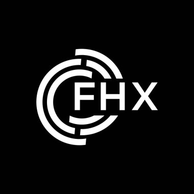 Siyah arkaplanda FHX harf logosu tasarımı. FHX yaratıcı harflerin baş harfleri logo kavramı. FHX harf tasarımı.