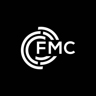 Siyah arka planda FMC harf logosu tasarımı. FMC yaratıcı harflerin baş harfleri logo kavramı. FMC harf tasarımı.