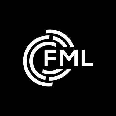 Siyah arkaplanda FML harf logosu tasarımı. FML yaratıcı harflerin baş harfleri logo kavramı. FML harf tasarımı.