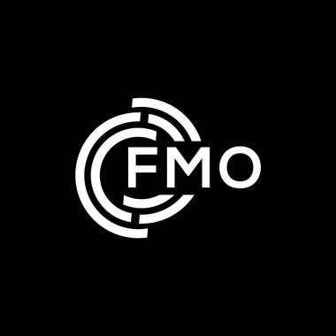 Siyah arka planda FMO harf logosu tasarımı. FMO yaratıcı harflerin baş harfleri logo kavramı. FMO harf tasarımı.