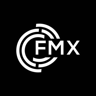 Siyah arkaplanda FMX harf logosu tasarımı. FMX yaratıcı harflerin baş harfleri logo kavramı. FMX harf tasarımı.