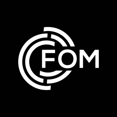 Siyah arkaplanda FOM harfi logo tasarımı. FOM yaratıcı harflerin baş harfleri logo kavramı. FOM harf tasarımı.