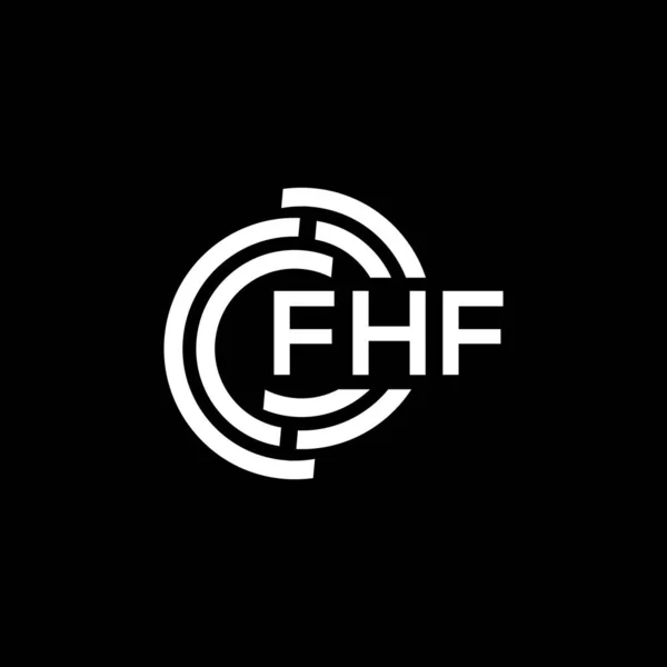 Diseño Del Logotipo Letra Fhf Sobre Fondo Negro Fhf Iniciales — Vector de stock