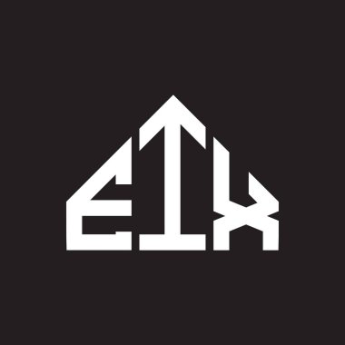 Siyah arkaplanda EIX harf logosu tasarımı. EIX yaratıcı harflerin baş harfleri logo kavramı. EIX harf tasarımı.