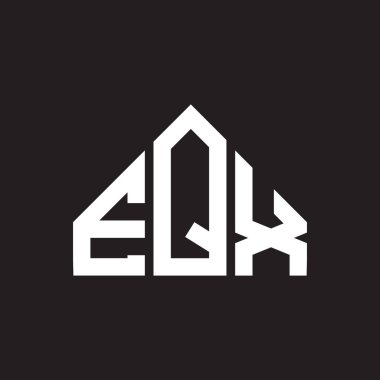 Siyah arkaplanda EQX harf logosu tasarımı. EQX yaratıcı harflerin baş harfleri logo kavramı. EQX harf tasarımı.