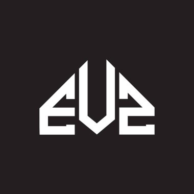 EVZ harfi logo tasarımı siyah arka planda. EVZ yaratıcı harfler logosu konsepti. EVZ harf tasarımı.