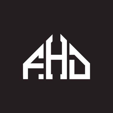 Siyah arka planda FHD harf logosu tasarımı. FHD yaratıcı harflerin baş harfleri logo kavramı. FHD harf tasarımı.