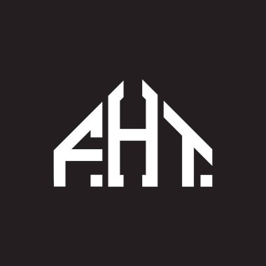 Siyah arkaplanda FHT harf logosu tasarımı. FHT yaratıcı harf logosu konsepti. FHT harf tasarımı.