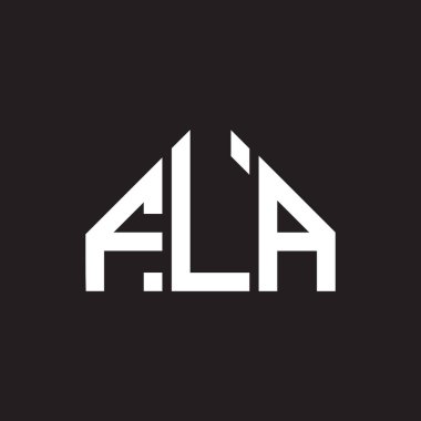 FLA harf logosu tasarımı siyah arka planda. FLA yaratıcı harfler logosu konsepti. FLA harf tasarımı.