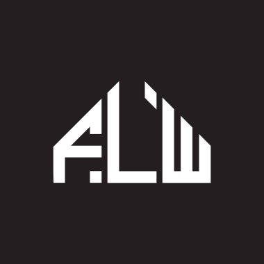 Siyah arka planda FLW harf logosu tasarımı. FLW yaratıcı harflerin baş harfleri logo kavramı. FLW harf tasarımı.