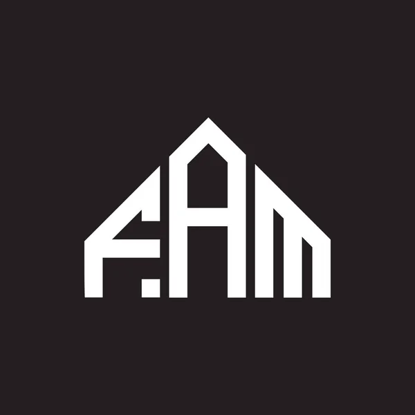 Siyah arka planda aile harfi logosu tasarımı. FAM yaratıcı harflerin baş harfleri logo kavramı. Aile harfi tasarımı.