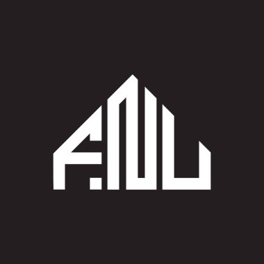 Siyah arka planda FNU harf logosu tasarımı. FNU yaratıcı harf logosu konsepti. FNU harf tasarımı.