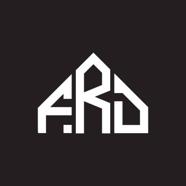 Siyah arka planda FRD harf logosu tasarımı. FRD yaratıcı harflerin baş harfleri logo kavramı. FRD harf tasarımı.