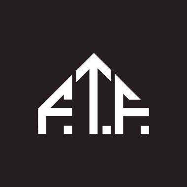 Siyah arka planda FTF harf logosu tasarımı. FTF yaratıcı harflerin baş harfleri logo kavramı. FTF harf tasarımı.