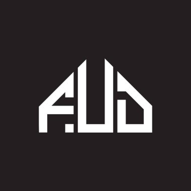 Siyah arka planda FUD harf logosu tasarımı. FUD yaratıcı harflerin baş harfleri logo kavramı. FUD harf tasarımı.
