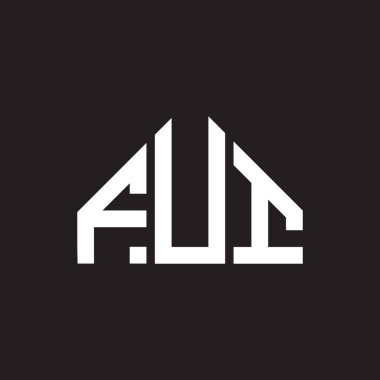 Siyah arka planda FUI harf logosu tasarımı. FUI yaratıcı harflerin baş harfleri logo kavramı. FUI harf tasarımı.