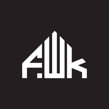 Siyah arka planda FWK harf logosu tasarımı. FWK yaratıcı harflerin baş harfleri logo kavramı. FWK harf tasarımı.