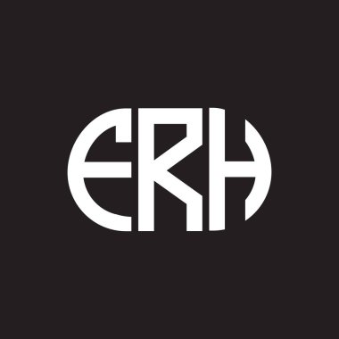 Siyah arka planda FRH harf logosu tasarımı. FRH yaratıcı harflerin baş harfleri logo kavramı. FRH harf tasarımı.