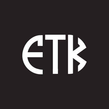 Siyah arkaplan üzerine FTK harf logosu tasarımı. FTK yaratıcı harflerin baş harfleri logo kavramı. FTK harf tasarımı.